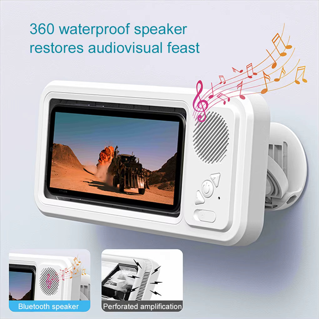 Shower Phone Holder For Bathroom Kitchen Waterproof Phone Cover with Bluetooth Speaker