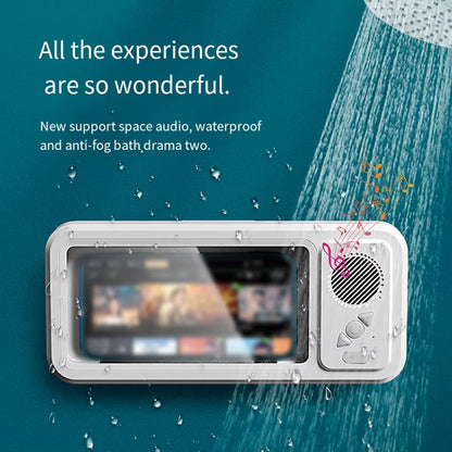 Shower Phone Holder For Bathroom Kitchen Waterproof Phone Cover with Bluetooth Speaker