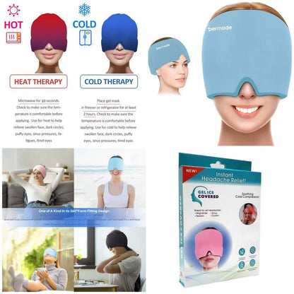 Migraine Relief Hat Gel Hot Cold Therapy Headache Pain Relief Cap